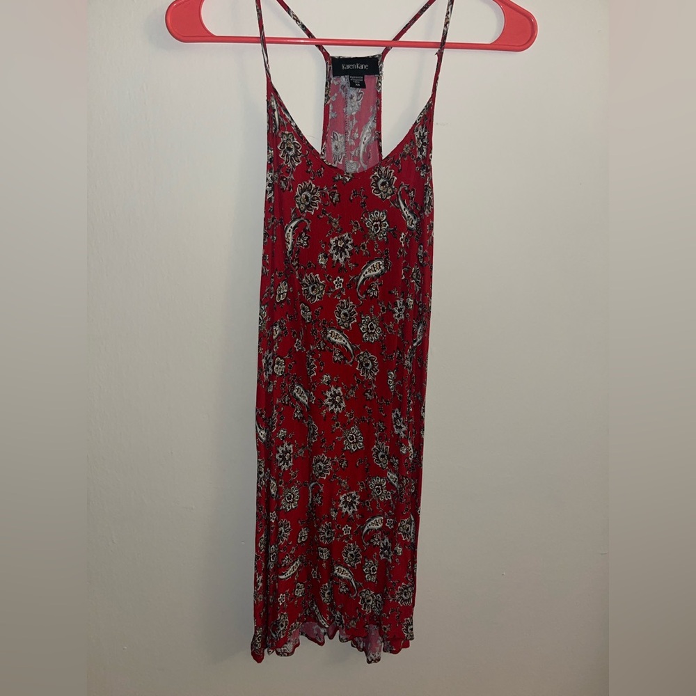Stylish Red Paisley Spaghetti Strap Dress